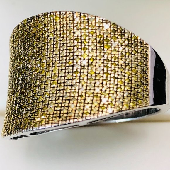 Unique Micro Pave set Yellow Citrine Men's Sterling Silver Ring Sz. 10 - 7.3 Gm - Picture 11 of 16